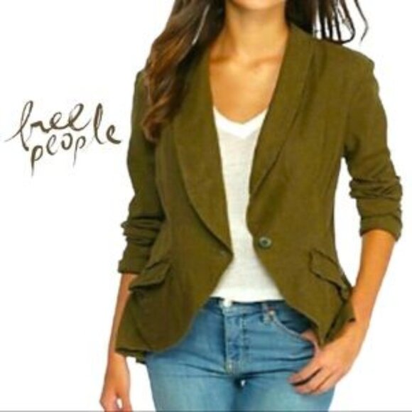 FREE PEOPLE Spring Summer Linen Jacket Size XS - Picture 1 of 6
